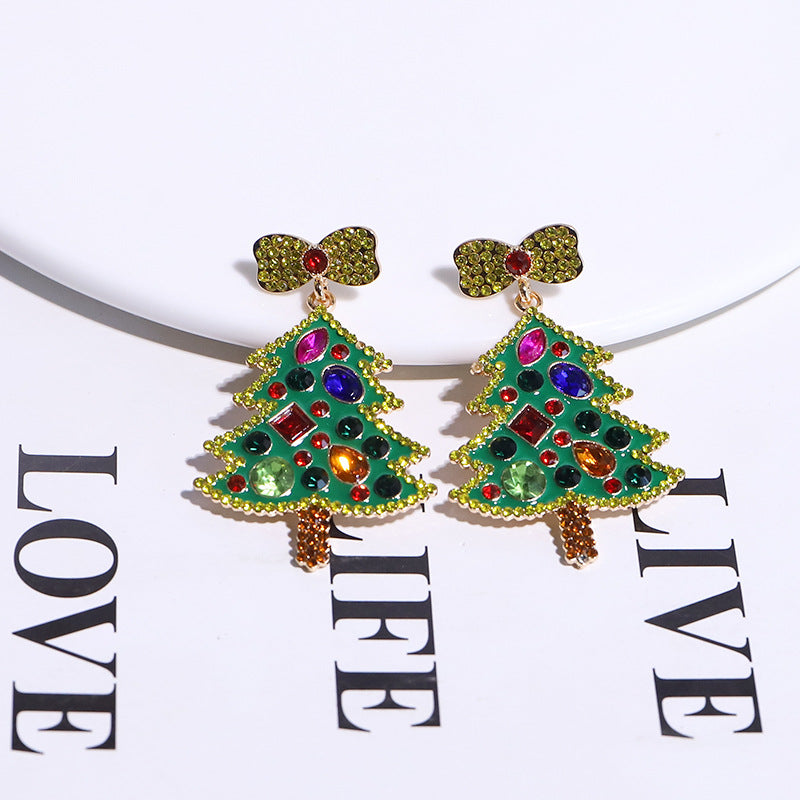 Wholesale Christmas Bows, Oil Drops, Diamonds, Christmas Trees, Zinc Alloy Earrings